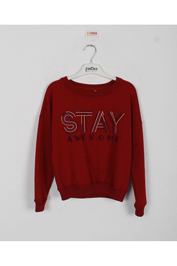 Girl's Crew Neck Printed Sweatshirt