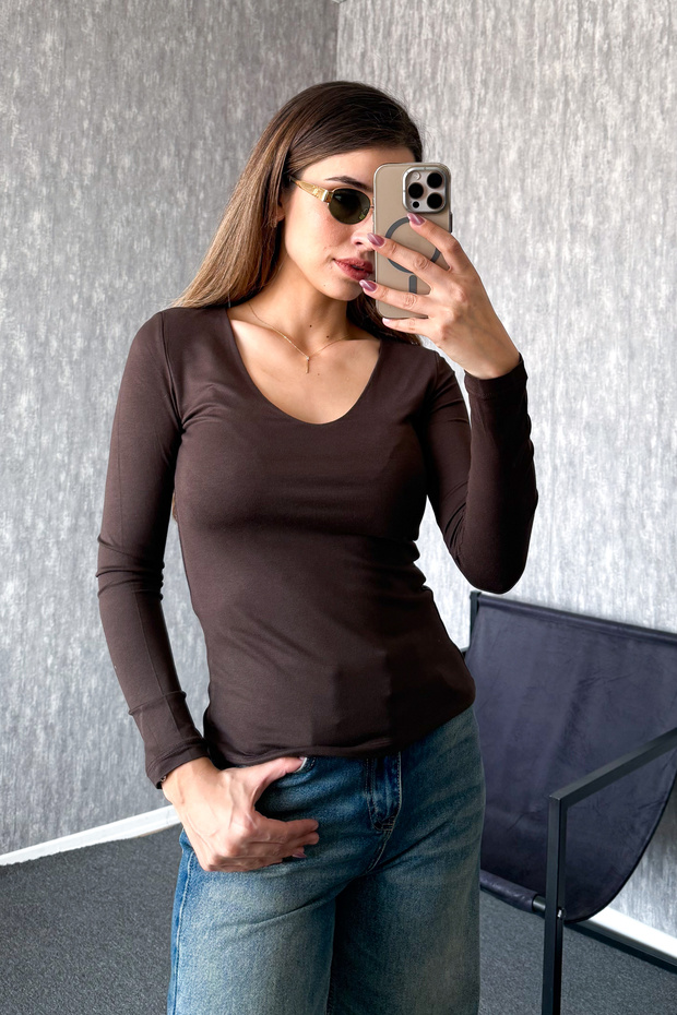 Women's V-Neck Long Sleeve Blouse 22132