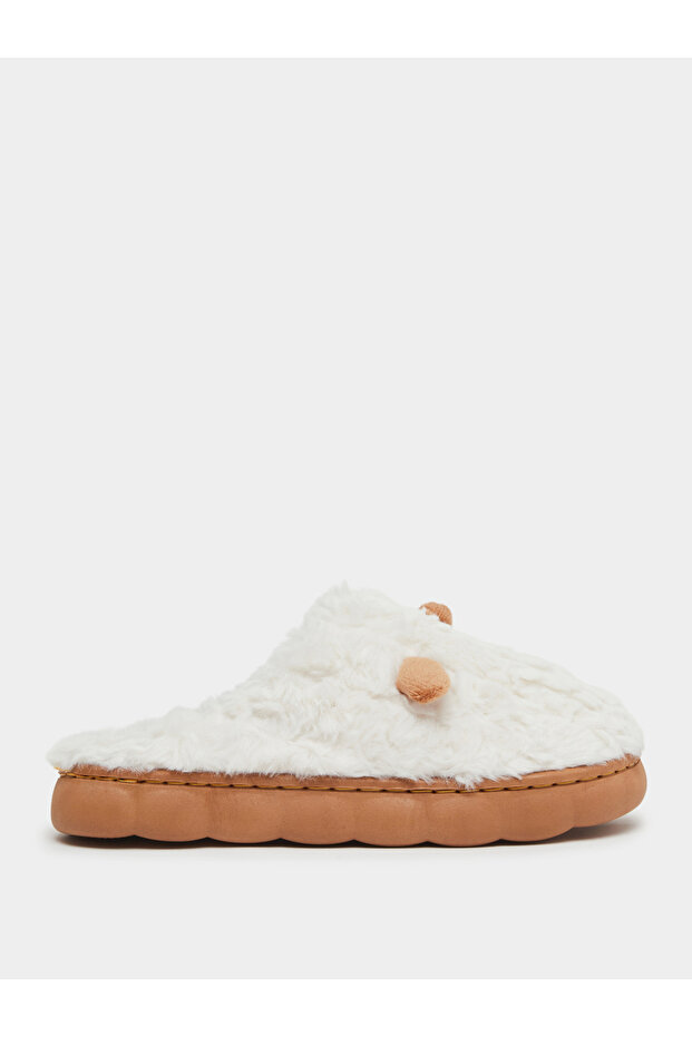 Plush Sheep Ear Decoration Detail Slippers