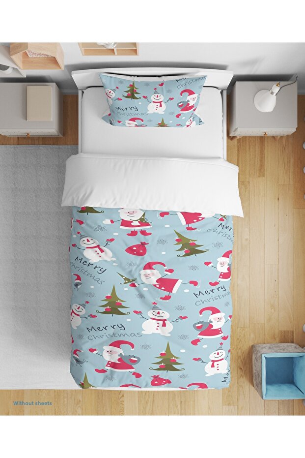 New Year Merry Christmas Themed 3D Digital Printed Single Duvet Cover Set Without Sheets Sleeping Set