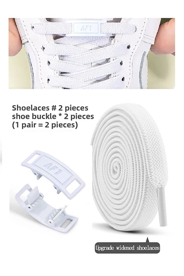 Metal Locking Plug Drop New Generation Locking Elastic Shoelaces 1 Pair White