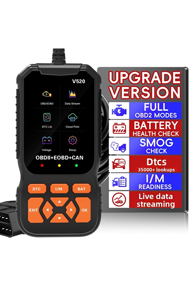 قارئ رموز البحث عن أعطال السيارات DTC مجاني مدى الحياة من Orange OBD2 Scanner Professional Auto Engine System