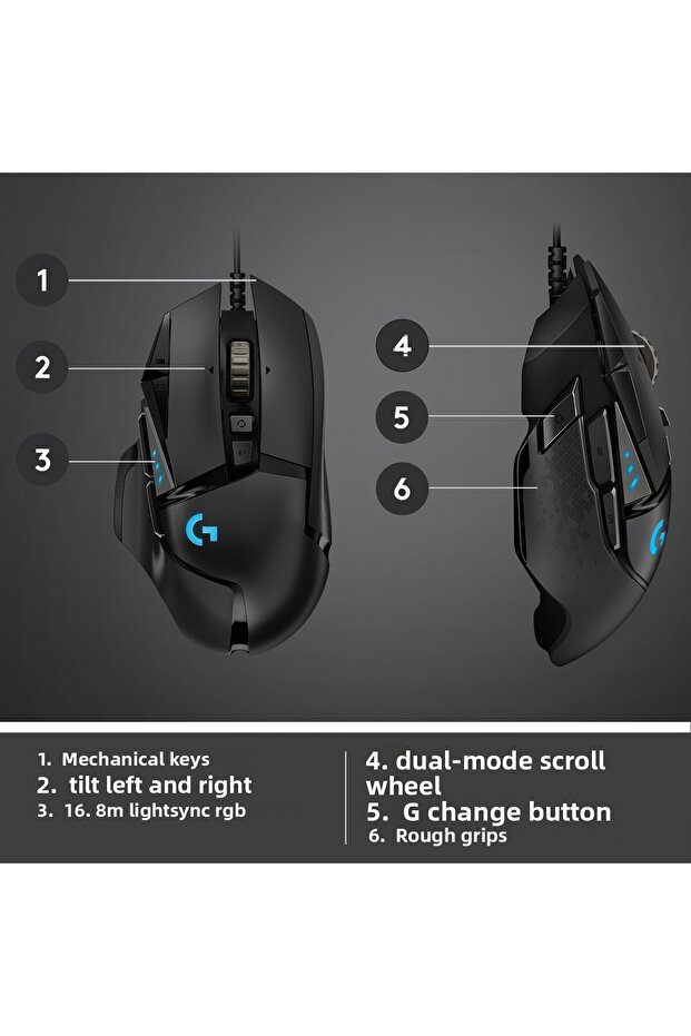 G502 Hero Rgb 910- 005471   - Wired Gaming Mouse - 7