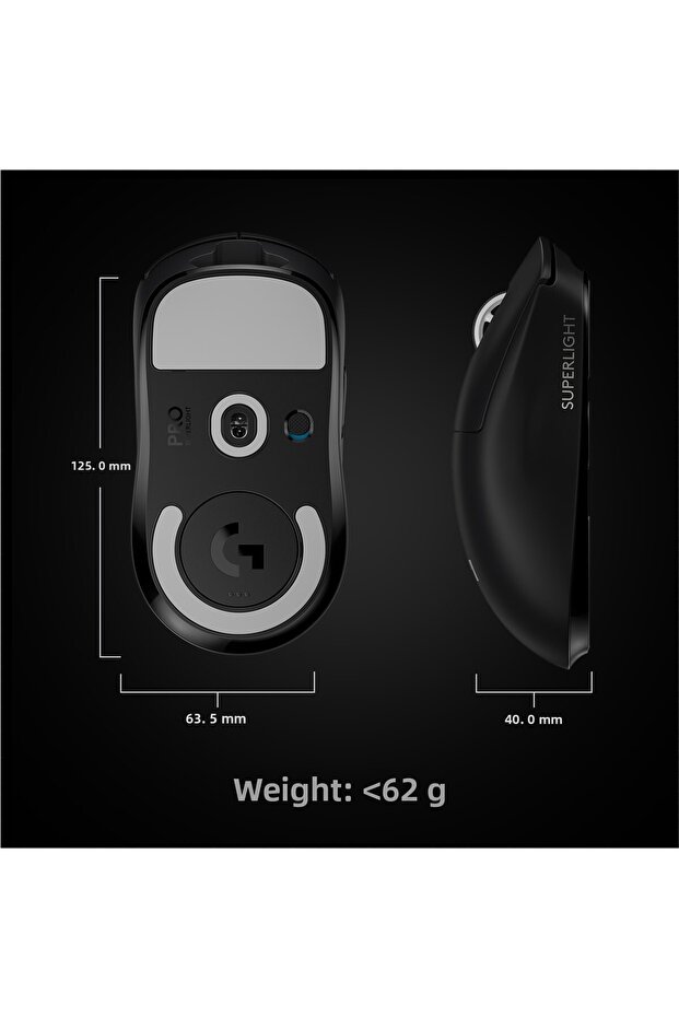 G pro x superlight ultra light hero 25,600 dpi 400 ips lightspeed wireless gaming mouse - black - 8