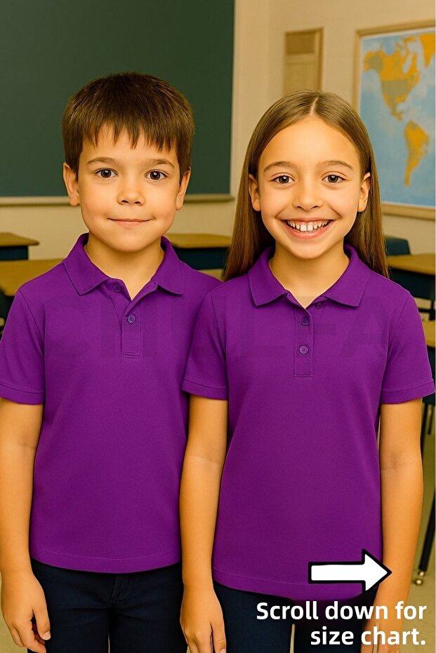 Children's School T-Shirt Polo Collar Unisex 1 Piece
