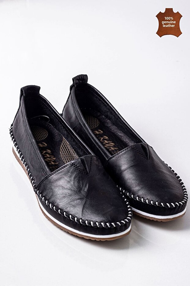 Barve (100%) Genuine Leather Comfortable Women’s Ballet Flats-black