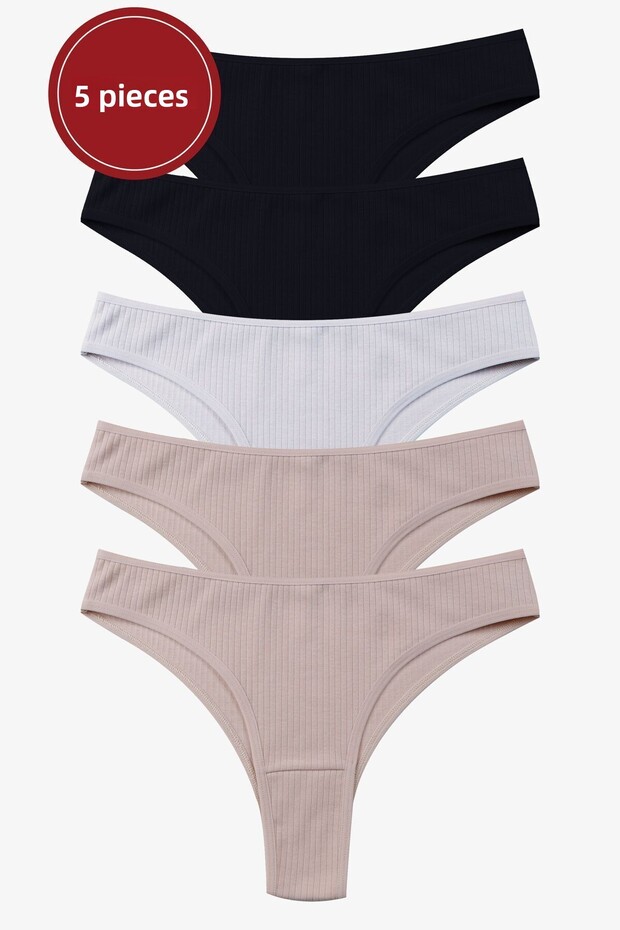 Női 5 részes bordás brazil bugyi - 1