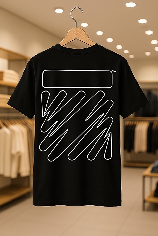 Off-White Contour Printed Oversize Unisex 100% Cotton Breathable Thick Fabric T-Shirt