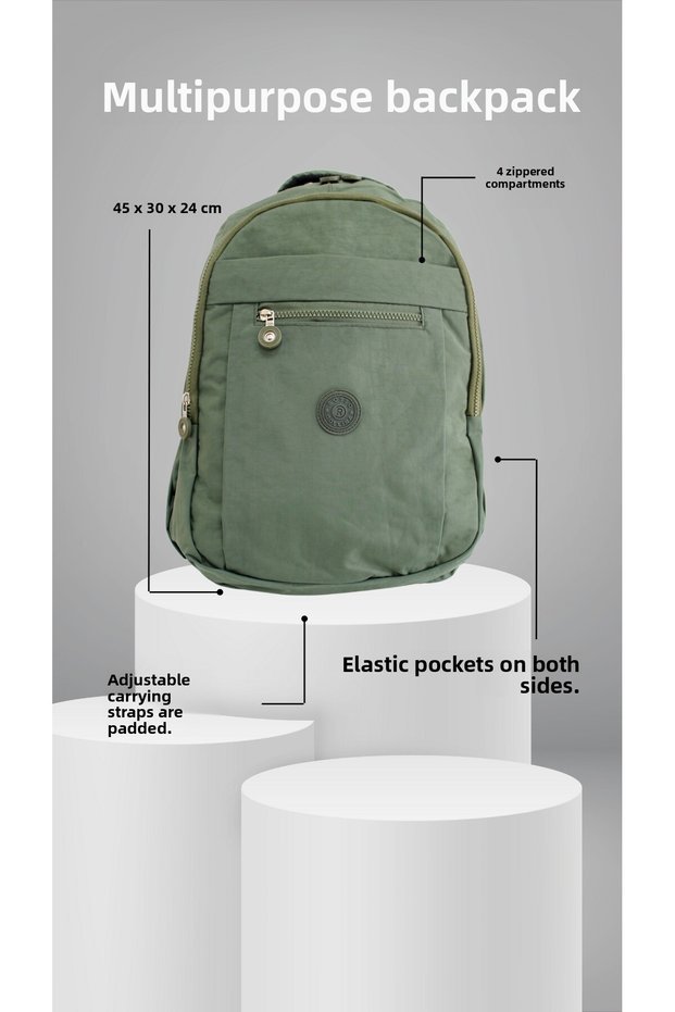 Unisex Crinkle Waterproof Fabric Medium Size Backpack with Laptop Compartment School-Travel Cty-Lbn-103