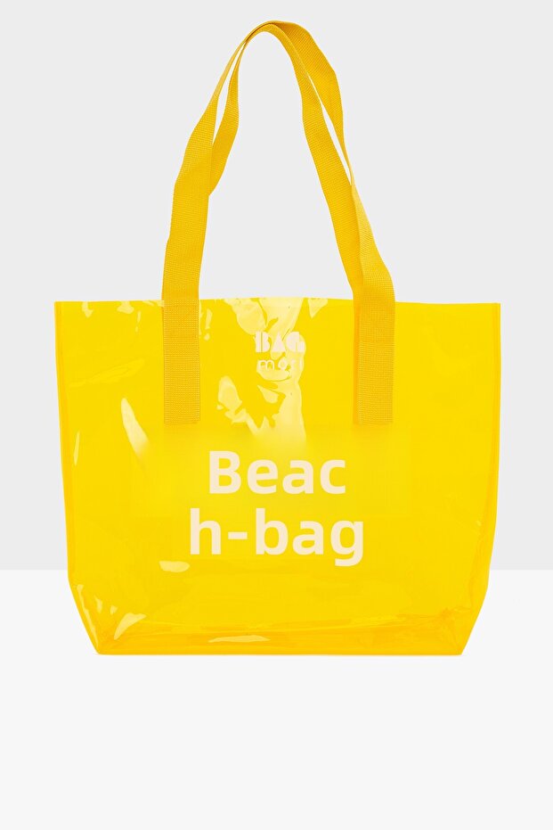 Yellow Women's Beach Bag Printed Transparent Beach Bag M000007257