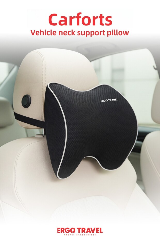 Car Orthopedic Neck Pillow Auto Neck Pillow Visco Vehicle Neck Pillow - Black