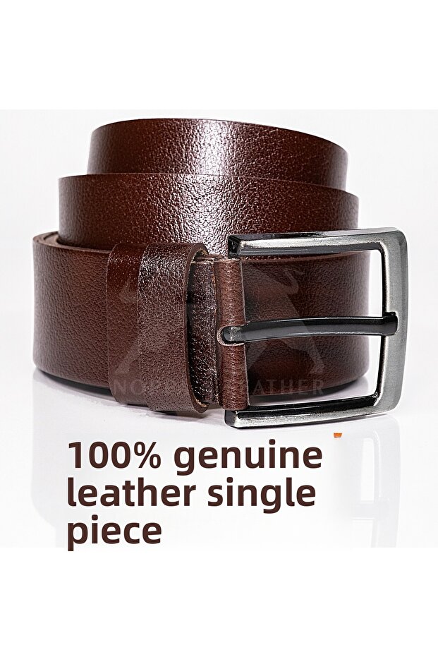 Men's Genuine Leather Belt Brown Sports Jeans Belt 4.5 cm Buffalo Leather Jeans Trouser Belt