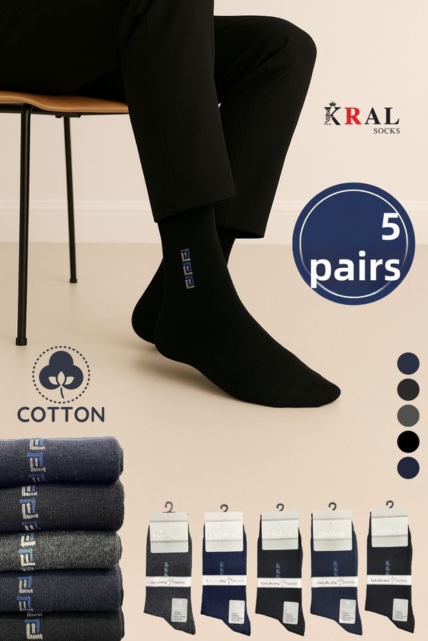 New Season Men's Socks Cotton Seamless Jacquard 5 Pairs Seasonal Long Socks