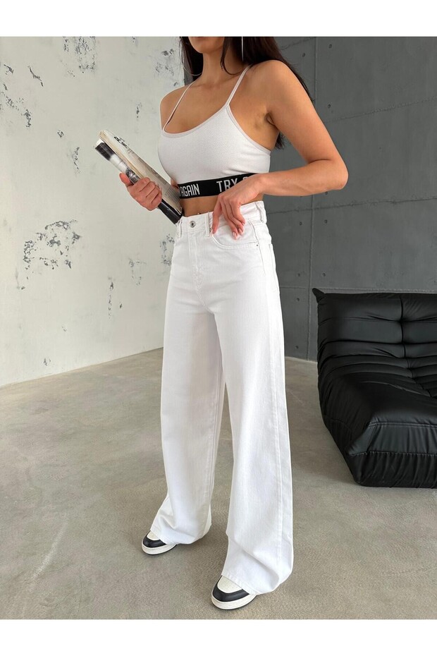 Zeo Basic Deni'm Baggy Pants قماش Deni'm الأبيض - 6