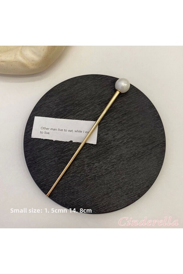 Small Size Pearl Metal Stick Hairpin Gold - Women's Trendy Pearl Stone Hairpin