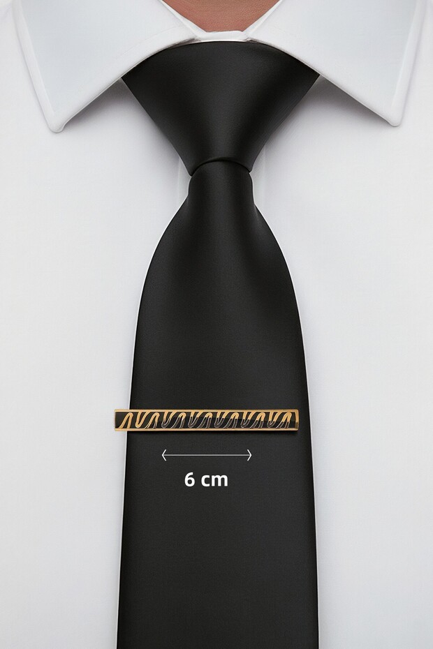 دبوس ربطة عنق ذهبي بنمط متعرج - 2