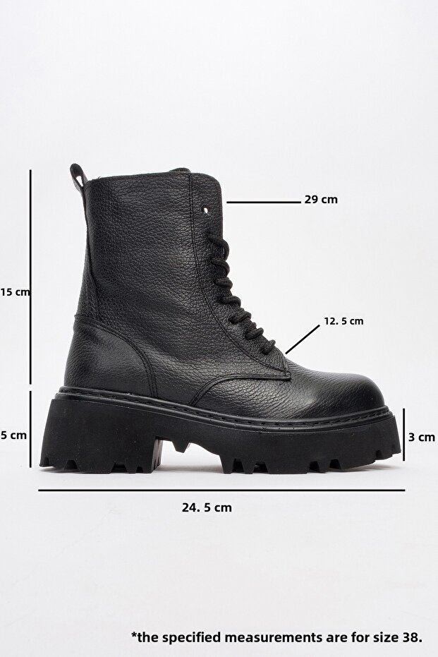 Loreta Czarne Oryginalne Skórzane Damskie Buty - 4