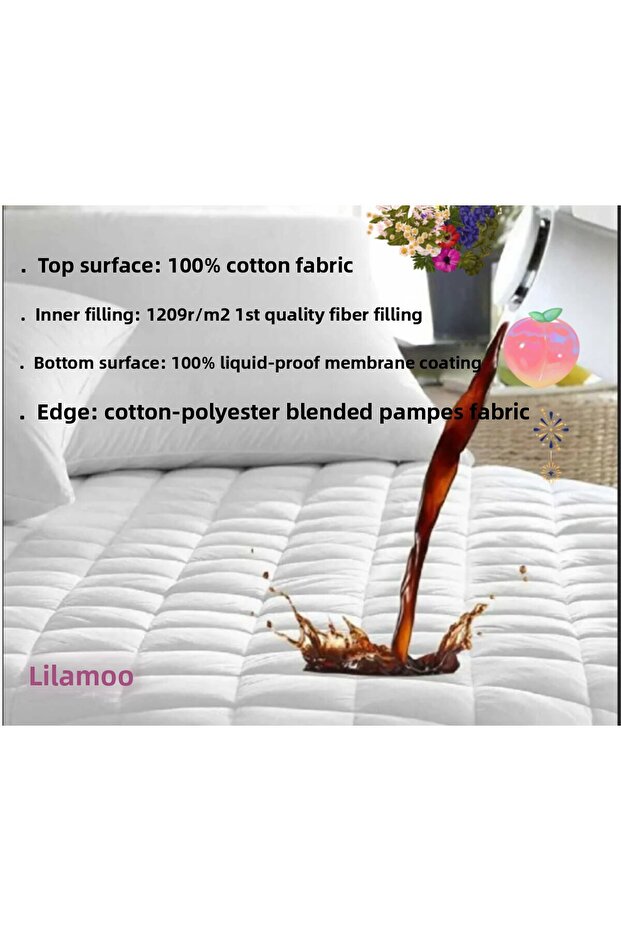 Prošívaná, plně obepínající, voděodolná ochrana matrace ze 100% bavlny - 2