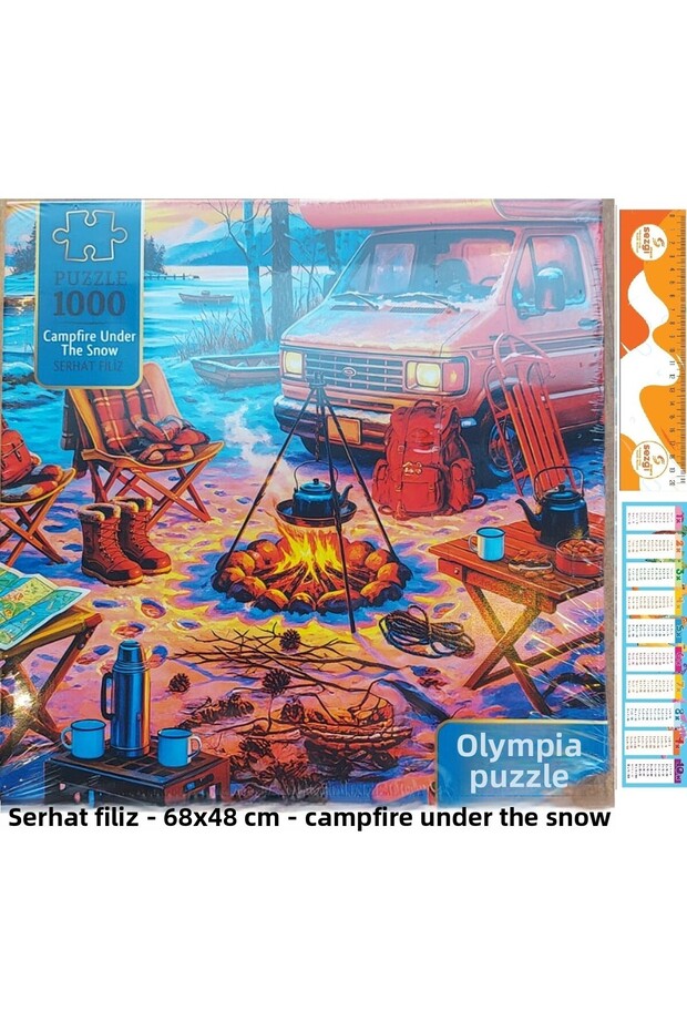 Boxed Puzzle 1000 Pieces 68X48 cm Size Campfire under the Snow+Sezgistore
