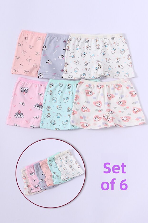 Girl's Patterned Shorts Set of 6