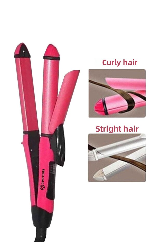 Hair straightener & hair styler curling iron pink dmpwrdzlstrc