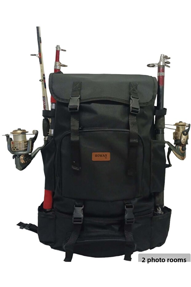 Black Side Fishing Rod Fixing Camping and Fishing Rod Backpack with Thermal Sub-Compartment 62*41*22cm