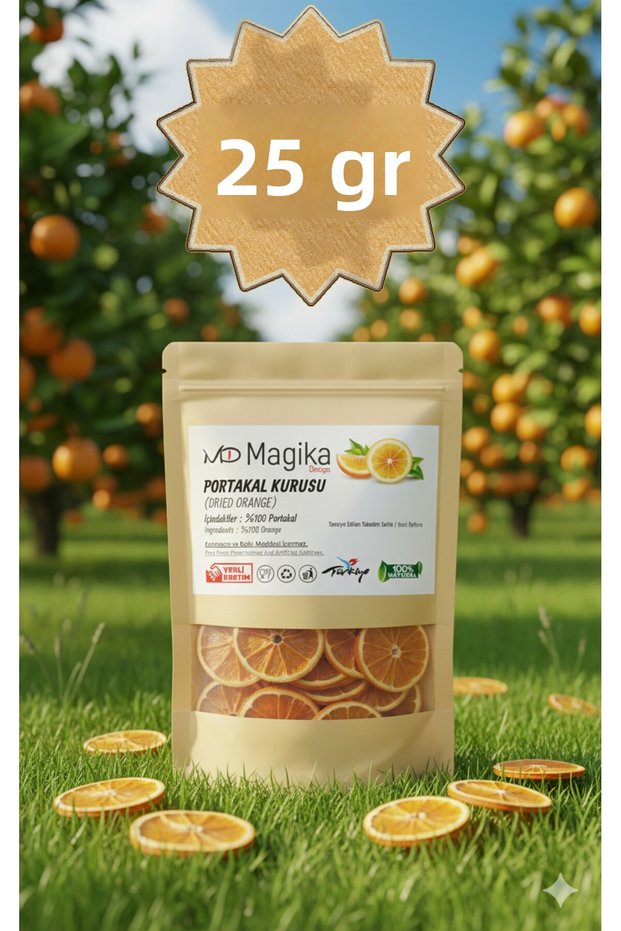 25 Gr Dried Orange, Fresh Harvest, Domestic Production, 100% Orange Without Additives