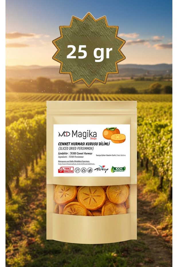 25 Gr Paradise Persimmon - Dried Trabzon Persimmon Slice, Fresh Harvest, Domestic Production, 100% No Additives