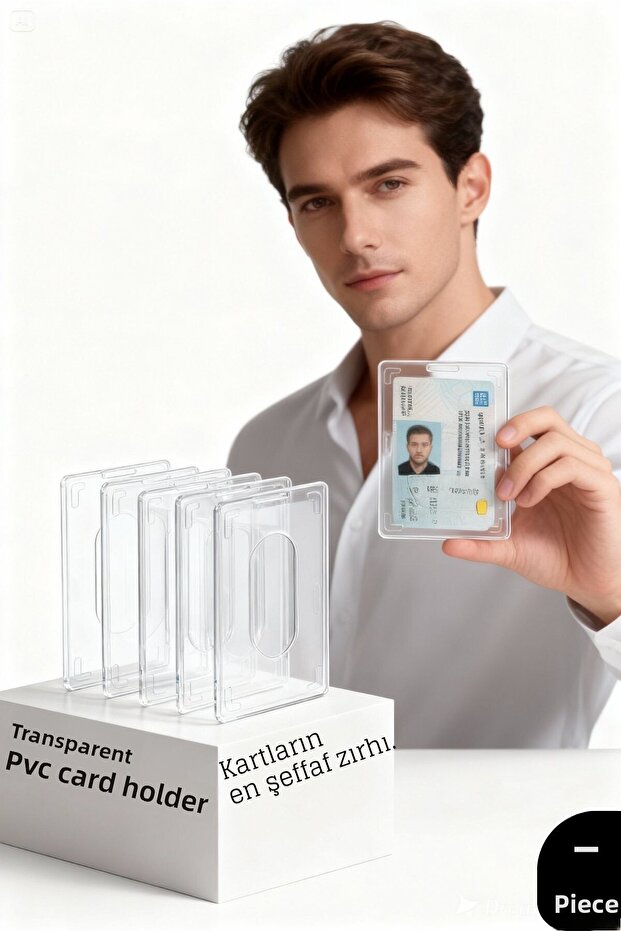 5-Piece Pvc Card Holder – Driver's License, Id, Credit Card Protector Transparent Plastic Case 427980