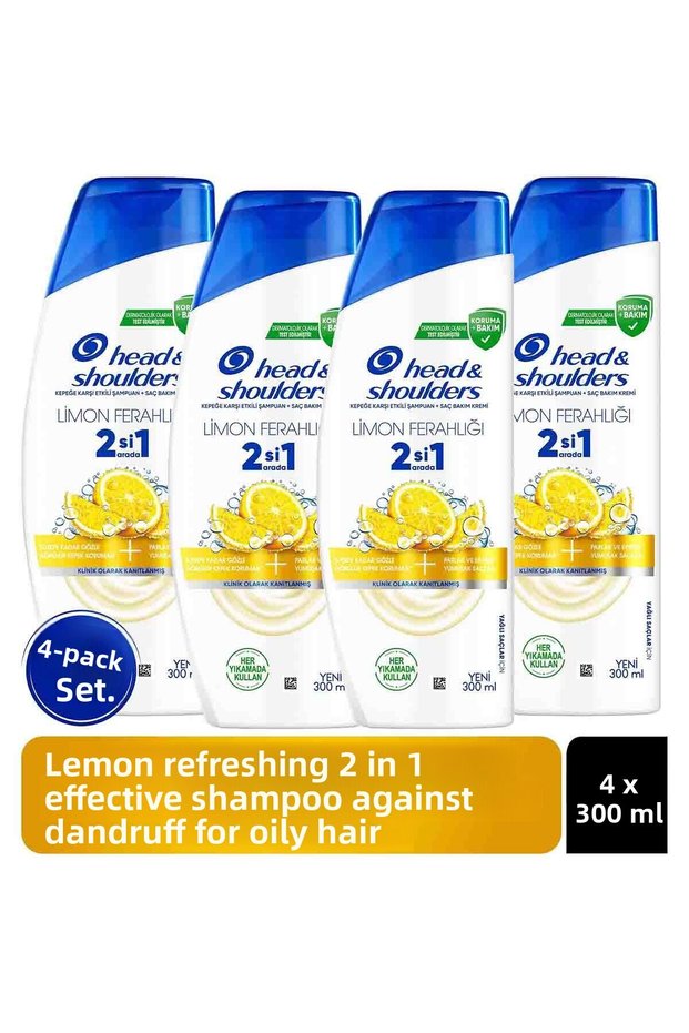 2-in-1 Lemon Fresh Anti-Dandruff Shampoo for Oily Hair 300ml X 4 Pieces