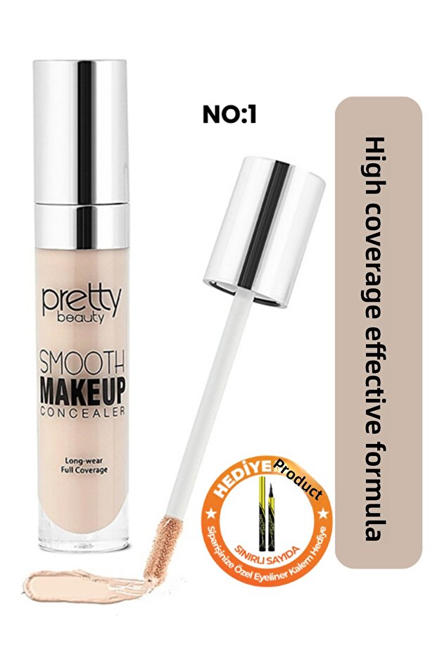 Long-Lasting, Full Coverage Liquid Concealer under Eye Concealer No:1 Light - Gift Eyeliner