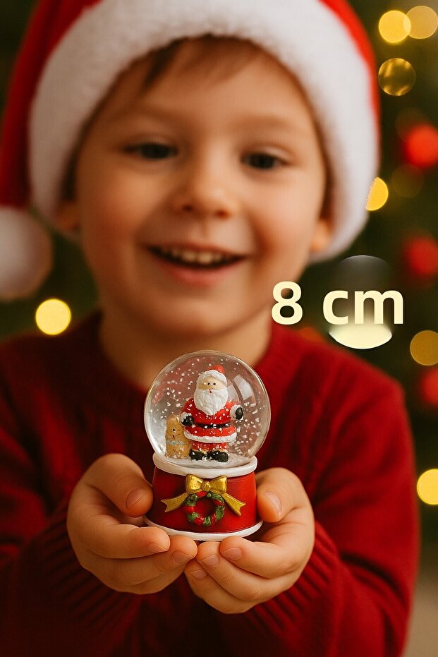 8 cm Snow Globe with Santa Claus Figure Christmas Ornament Decorative Mini Gift New Year Tabletop