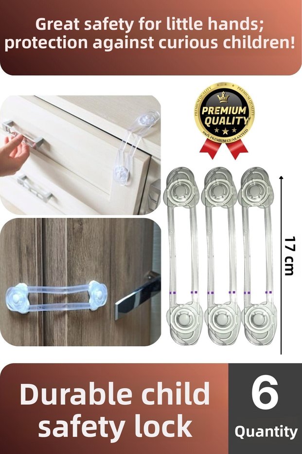 New Production Adjustable Cabinet Drawer Door Protection Device Baby Child Safety Lock 6 Pieces 17 cm