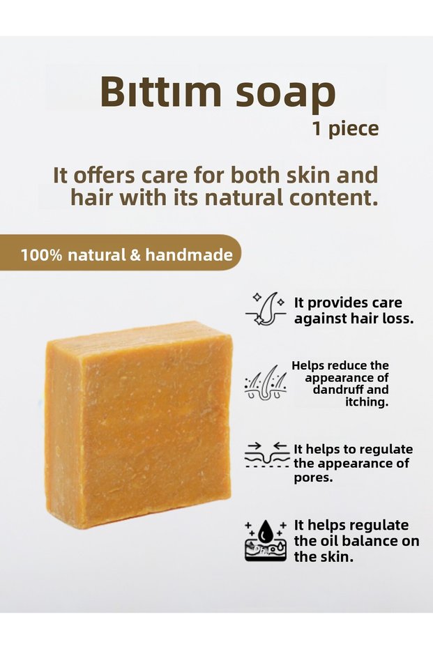 Natural Bıttım Soap | Handmade & Herbal-Effective Against Hair Loss and for Sensitive Skin