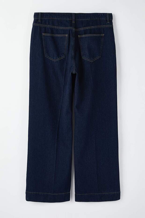 Özel Koleksiyon Koyu Mavi Cep Detaylı Straight Fit İnce %100 Pamuk Non-Stretch Jeans TBBAW26CJ00021 - 8