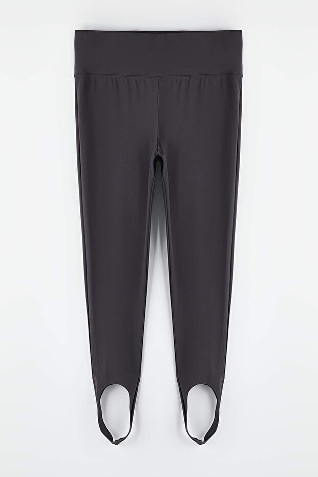 Gri Fırçalı Soft Kumaş Füzo Tam Boy Yoga Örme Spor Tayt TBBAW26BV00006 - 5