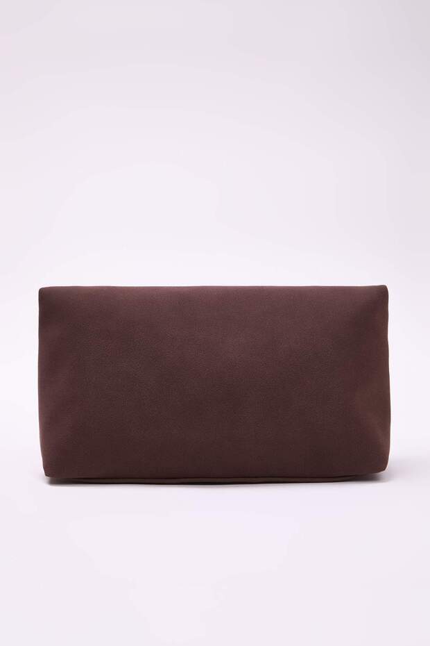 Kahverengi Nubuk Kadın Mini Boy Clutch El Çantası TAKAW26PY00008 - 5