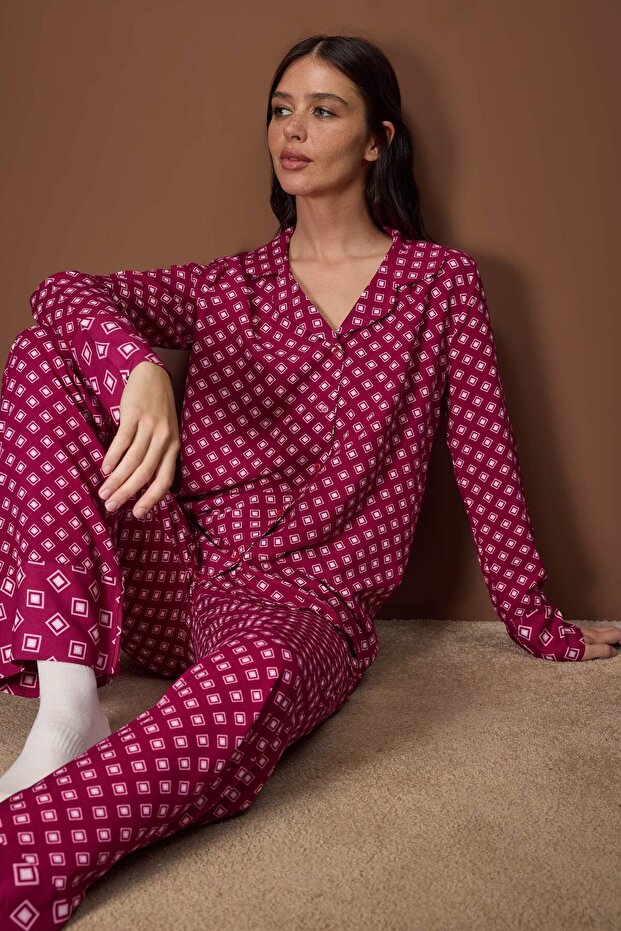 Mürdüm Etnik Viskon Dokuma Pijama Takımı THMAW26PT00112 - 1