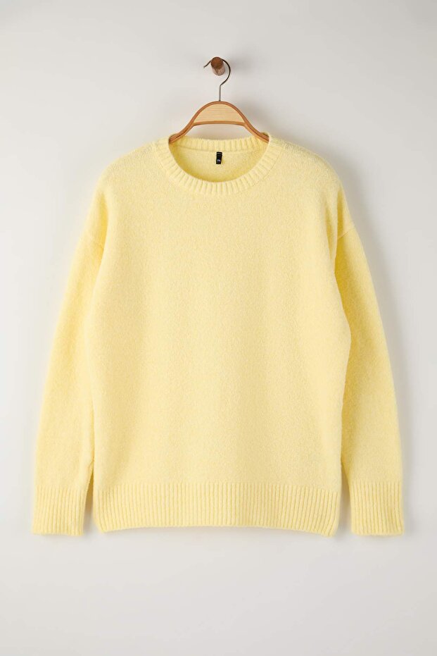 Wardrobe Essentials Gelber Premium-Garn-Basic-Strickpullover TBBAW26AN00049 - 5