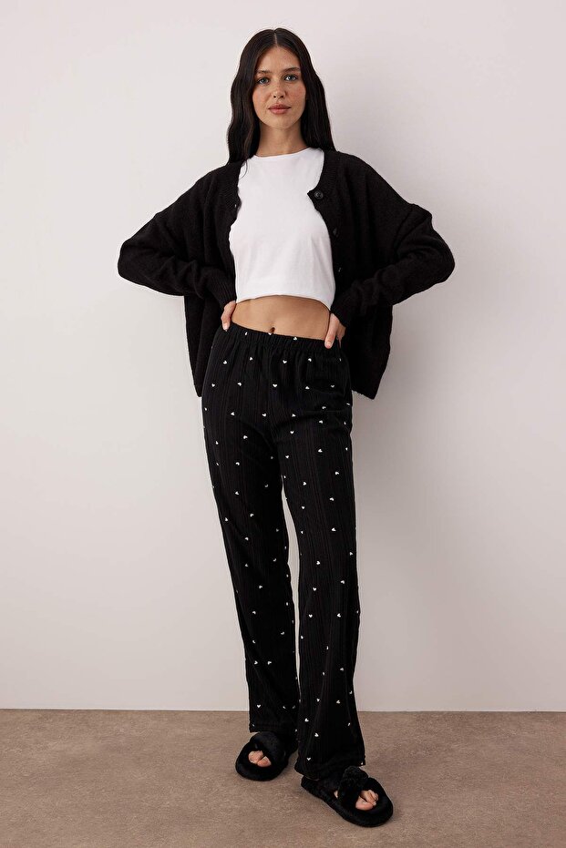 Siyah-Beyaz 2'li Paket Kalpli Polar Kışlık Örme Pijama Altı THMAW25PJ00004 - 5