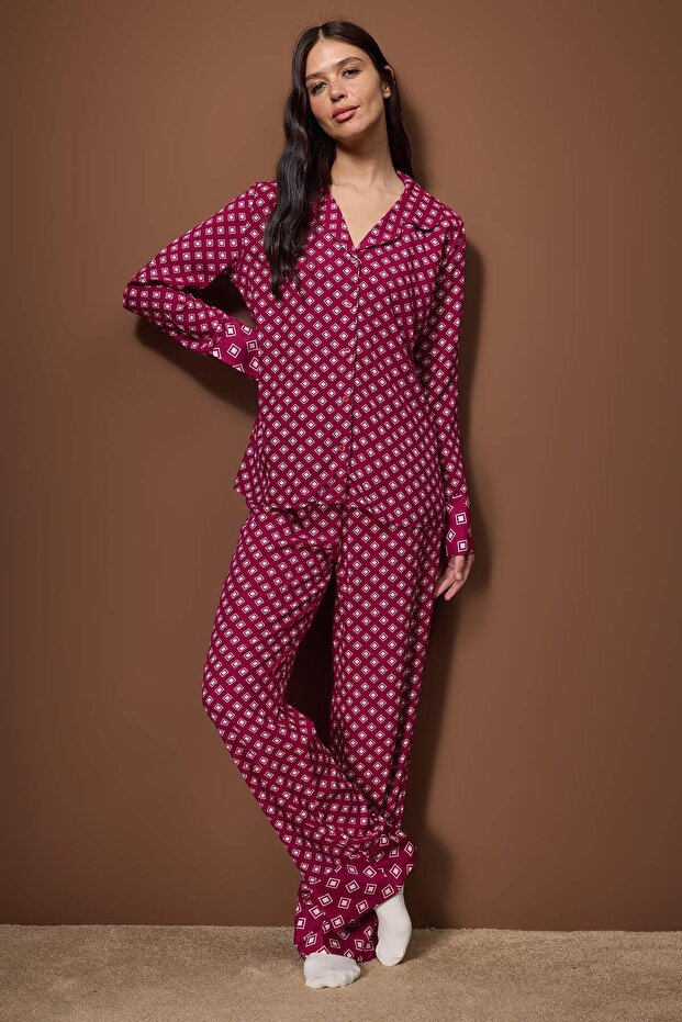 Mürdüm Etnik Viskon Dokuma Pijama Takımı THMAW26PT00112 - 2