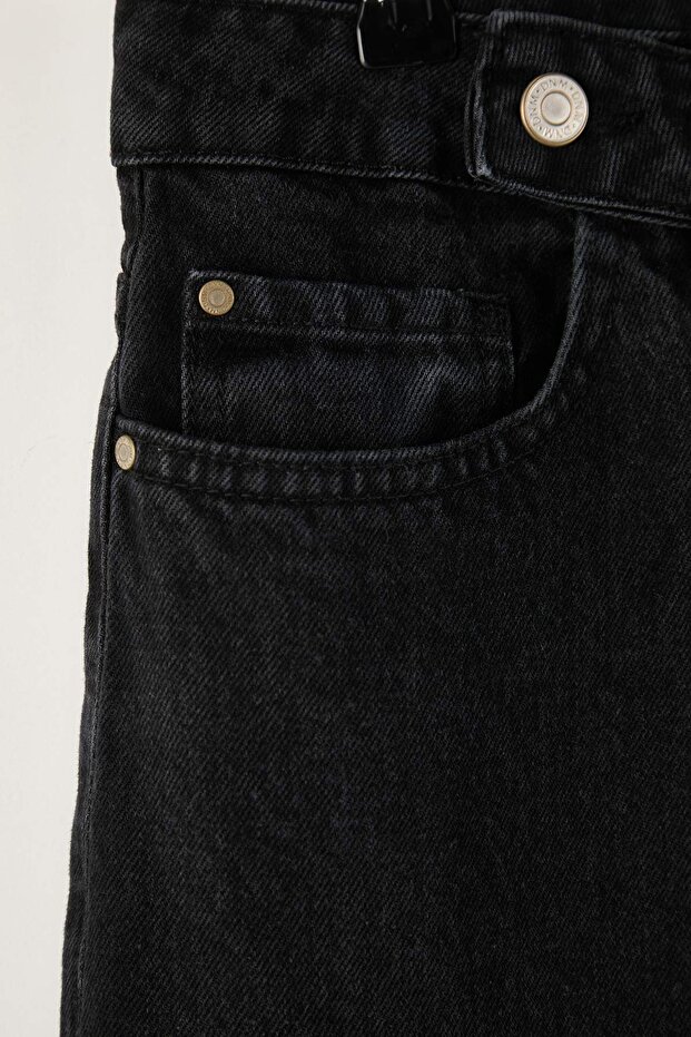 Antrasit Yüksek Bel Geniş Kesim Büyük Beden Jeans TBBAW24CJ00008 - 14