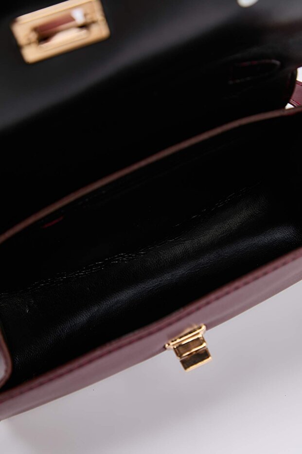 Bordo Gold Toka Detaylı Kadın Mini City Çanta TAKAW26OC00030 - 5