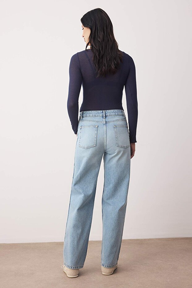 Mavi Dikiş Detaylı Yüksek Bel Wide Leg Jeans TWOAW26JE00233 - 4