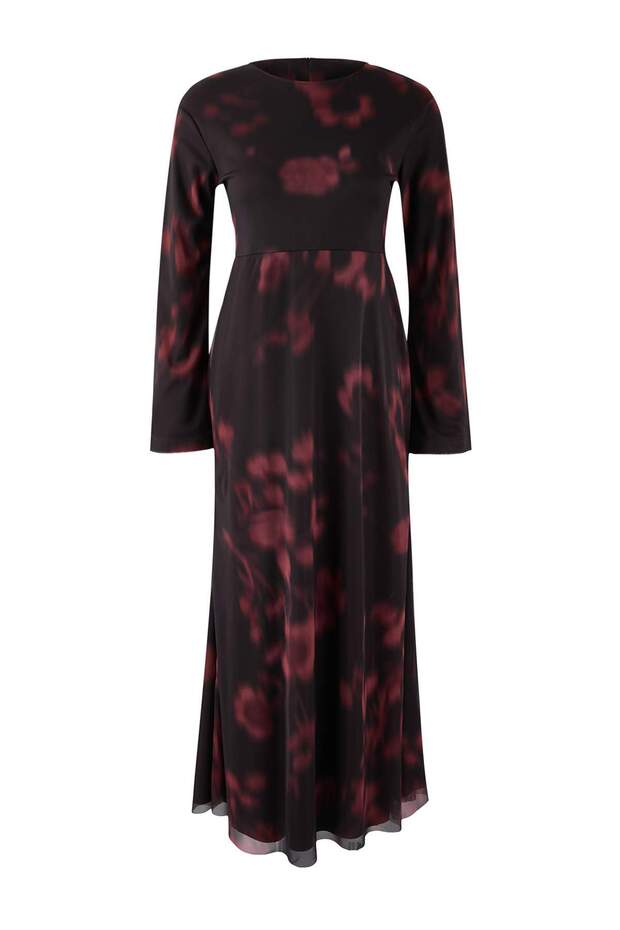 Çok Renkli Batik Desenli Tül Astarlı Örme Elbise TCTAW26EB00072 - 5