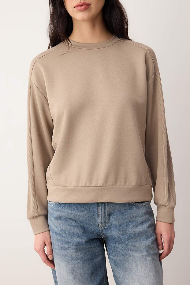 Vizon Kaşkorse Detaylı Oversize/Geniş Kalıp Yumuşak Kumaşlı EsnekÖrme Sweatshirt TWOAW26SW00186 - 4