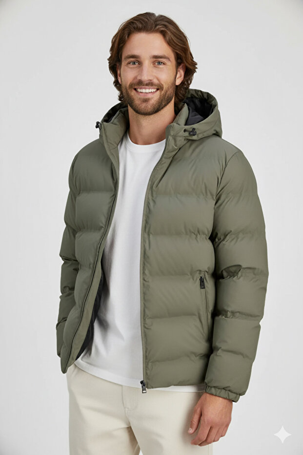 Jack Jones Element Pu Puffer Yeşil Şişme Erkek Mont Ceket 12279239 - 3