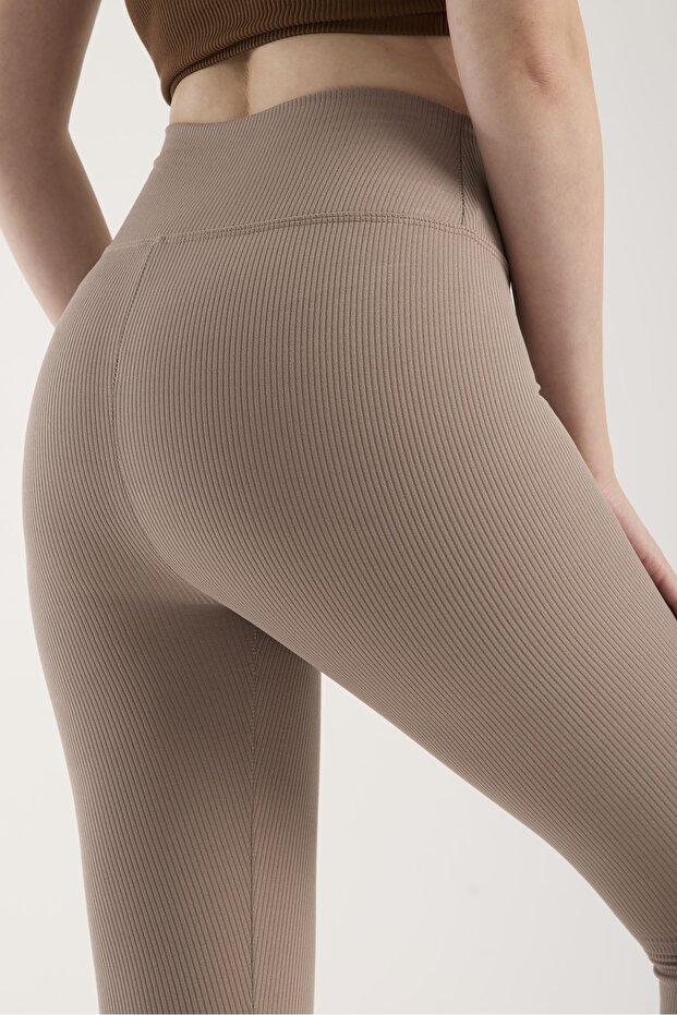 High Waist, Ribbed Leggings, Interlock Waist, Elastic Knitted Sports Leggings
