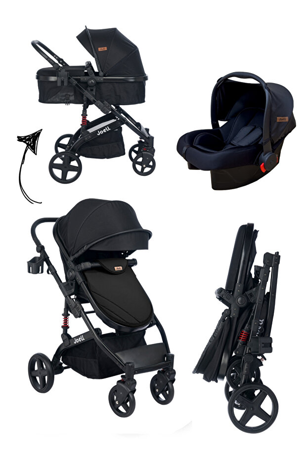 Joell Truva 1713 Travel Sistem Bebek Arabası Full Black / Yeni Kasa