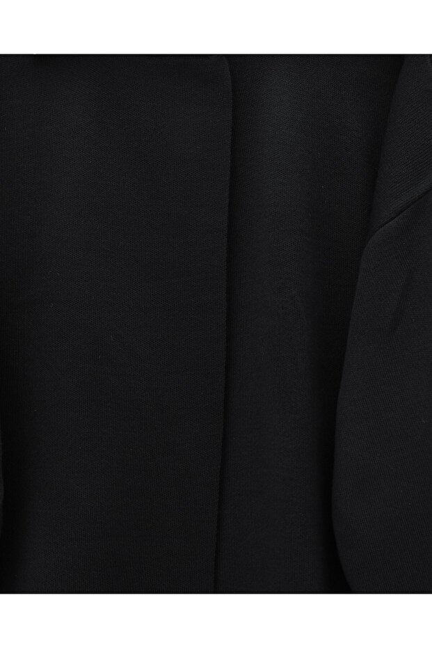 Çift Düğmeli Salaş Triko Panço -Siyah - 3